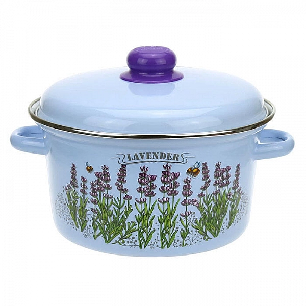Кастрюля эмалированная Эмаль 01-Б1614/4-Лаванда-Г 4 л