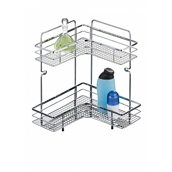 Полка для ванной комнаты Axentia Кассандра 280875 угловая двухъярусная металлическая