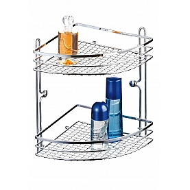 Полка для ванной комнаты Axentia Кассандра 280868 угловая двухъярусная металлическая