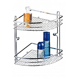 Полка для ванной комнаты Axentia Кассандра 280868 угловая двухъярусная металлическая