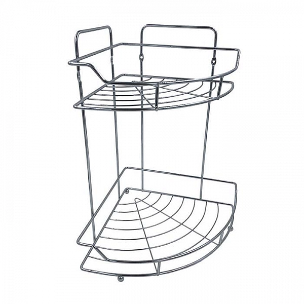 Полка для ванной комнаты DomiNado TQ-0931 угловая двухъярусная стальная хром