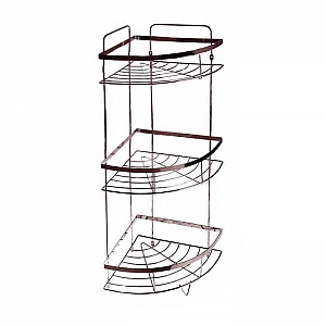 Полка для ванной комнаты DomiNado BZ-13BC угловая трухъярусная стальная коричневый матовый