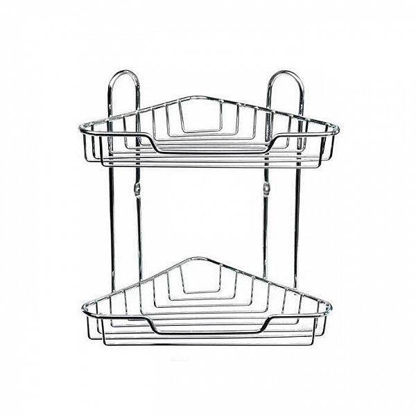 Полка для ванной комнаты Axentia Эскала 282008 угловая двухъяровная металлическая