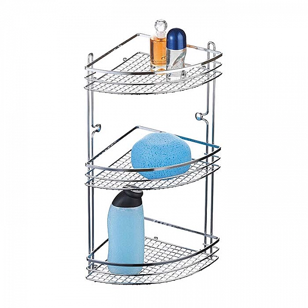 Полка для ванной комнаты Axentia Касандра 280869 угловая трехъярусная металлическая