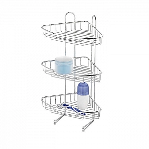 Полка для ванной комнаты Axentia Эскала 282010 угловая трехъярусная металлическая