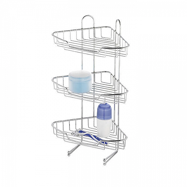 Полка для ванной комнаты Axentia Эскала 282010 угловая трехъярусная металлическая