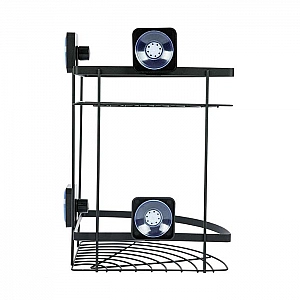 Полка для ванной комнаты Axentia 135969 угловая двухъярусная черная. Изображение - 3