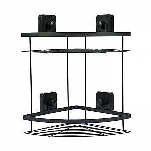 Полка для ванной комнаты Axentia 135969 угловая двухъярусная черная. Изображение - 5