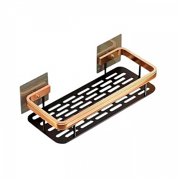 Полка для ванной комнаты Illu Y240123-8 металлическая черно-золотой