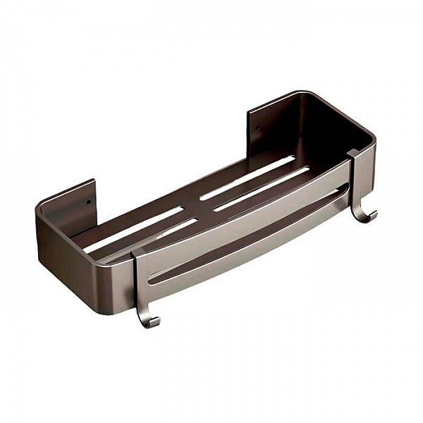 Полка для ванной комнаты Illu с полотенцедержателем металлическая серая