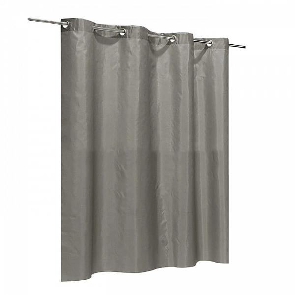 Штора для ванной комнаты Tropik 200*180 без колец на люверсах серый