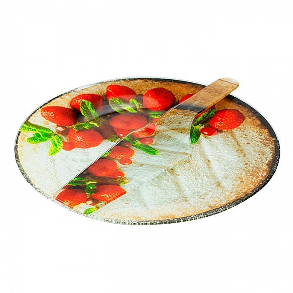 Блюдо Zibo Shelley Пирог с клубникой S3010/2PDQ DD126 круглое + лопатка 25 см