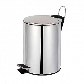 Ведро с педалью 3 л Bisk Caspian 90009 с плоской крышкой хром
