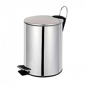 Ведро с педалью 3 л Bisk Caspian 90009 с плоской крышкой хром