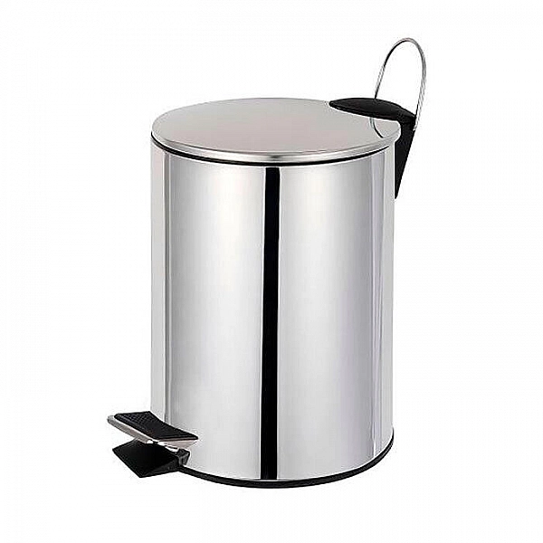 Ведро с педалью 3 л Bisk Caspian 90009 с плоской крышкой хром