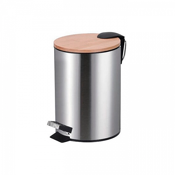 Ведро с педалью 3 л Bisk Caspian 90019 матовое с бамбуковой крышкой