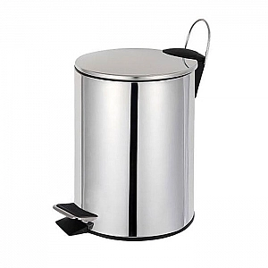 Ведро для мусора 5 л Bisk Caspian 90010 с педалью с плоской крышкой хром