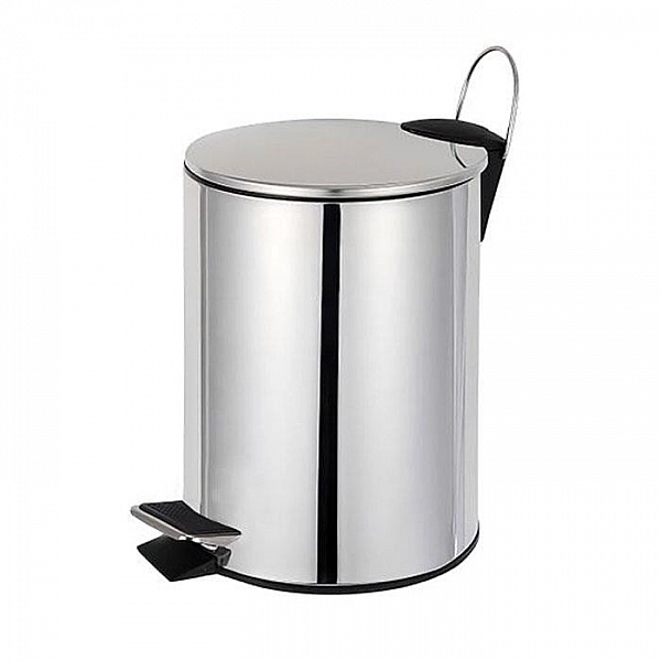 Ведро для мусора 5 л Bisk Caspian 90010 с педалью с плоской крышкой хром