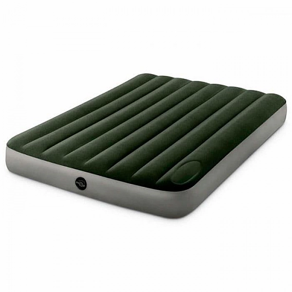 Матрас надувной Intex 64763 Queen Downy встроенный ножной насос 152*203*25 см