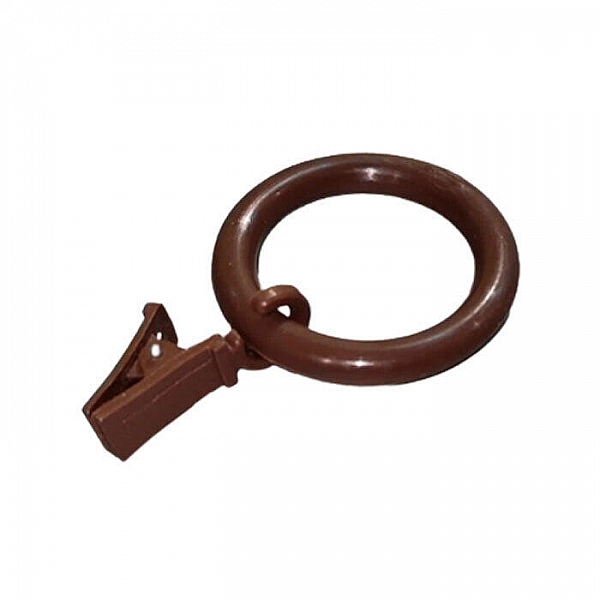 Кольцо на карниз Delfa D28 орех с прищепкой 4 шт