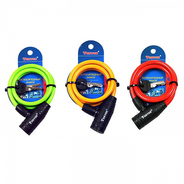 Замок велосипедный Tonyon 506K-0815C 8 мм*1500 мм