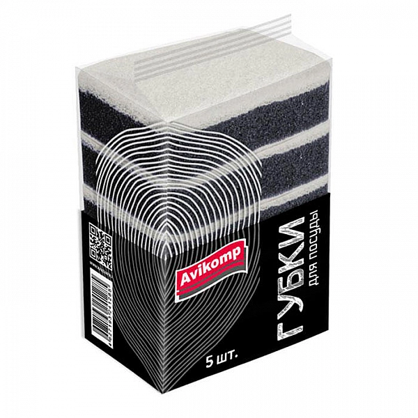 Губки для посуды Avikomp Графит 41285 70*100*30 мм 5 шт