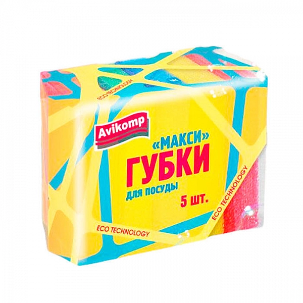 Губки для посуды Avikomp Макси Eco Technology 40561 85*60*25 мм 5 шт