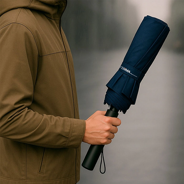 Зонт Monogramma Forest Windsor складной автоматический темно-синий с логотипом Гемма