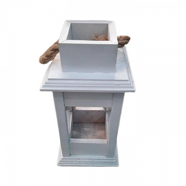 Декоративное изделие Фонарь интерьерный ФОН127 №27 обрешетка белый 27*13*4.5 см