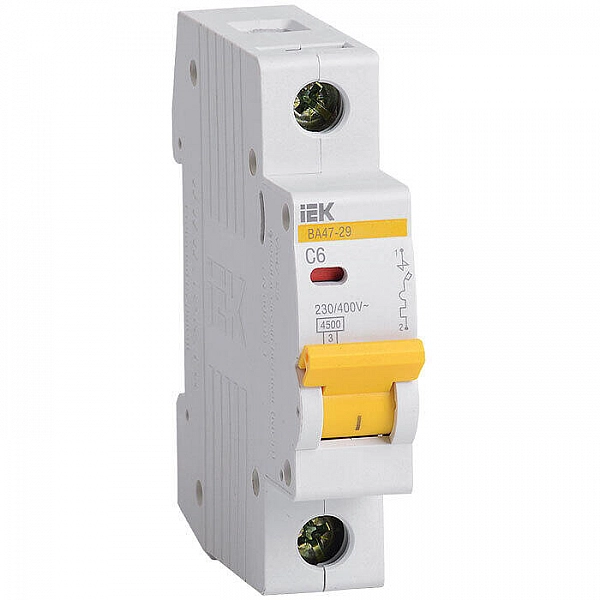 Автоматический выключатель IEK ВА47-29 1P 6А 4.5 кА х-ка С