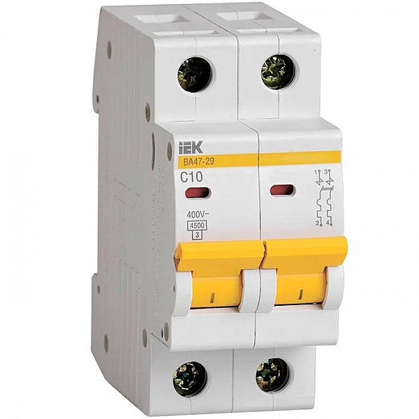 Автоматический выключатель IEK KARAT ВА47-29 2Р 10А 4.5кА х-ка С