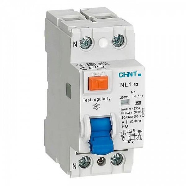 Устройство защитного отключения Chint 200214 NL1-63 2P 63A 30mA 6kA тип AC DB
