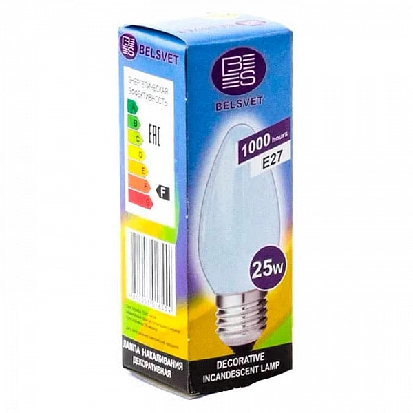 Лампа накаливания Belsvet ДС230-25-3 E27 в коробке