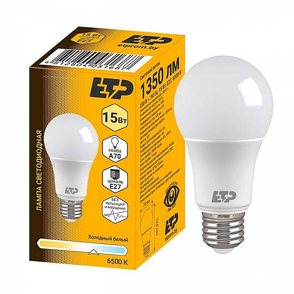 Лампа светодиодная ETP 35914 A70 15W E27 6500K