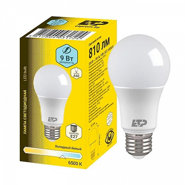 Лампа светодиодная ETP 35906 A60 9W E27 6500K