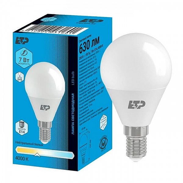 Лампа светодиодная ETP 35940 G45 7W E14 4000K