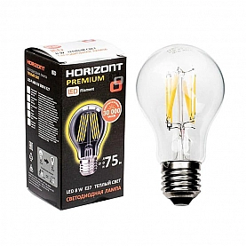 Лампа светодиодная Horizont LED-F А60 8W 3000K E27 филамент