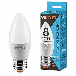 Лампа светодиодная Wolta LX 30WC8E27 C37 8Вт Е27 6500К