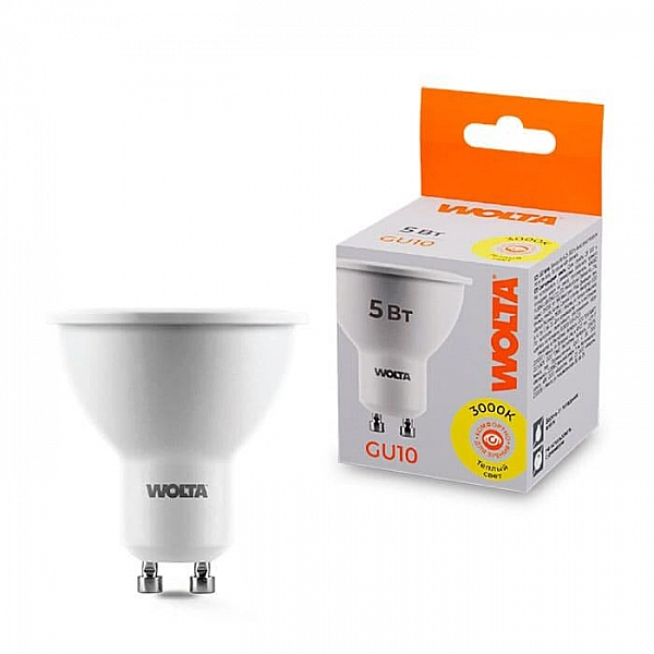 Лампа светодиодная Wolta 25SPAR16-230-5GU10 5Вт 3000К