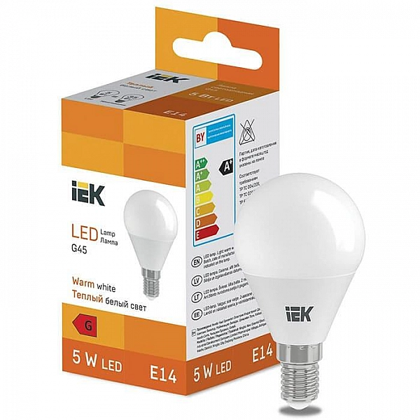 Лампа светодиодная IEK LL-I-G45-5-230-30-E14 Шар G45 5 Вт 400lm 3000K E14