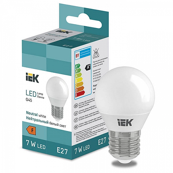 Лампа светодиодная IEK LL-I-G45-7-230-40-E27 Шар G45 7 Вт 600lm 4000K E27