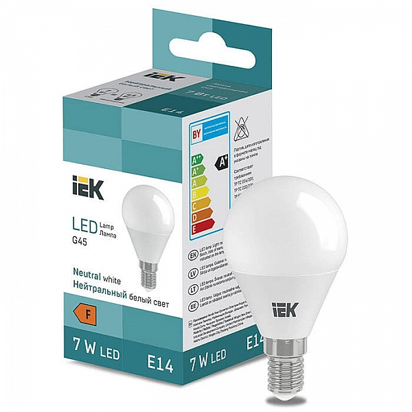 Лампа светодиодная IEK LL-I-G45-7-230-40-E14 Шар G45 7 Вт 600lm 4000K E14