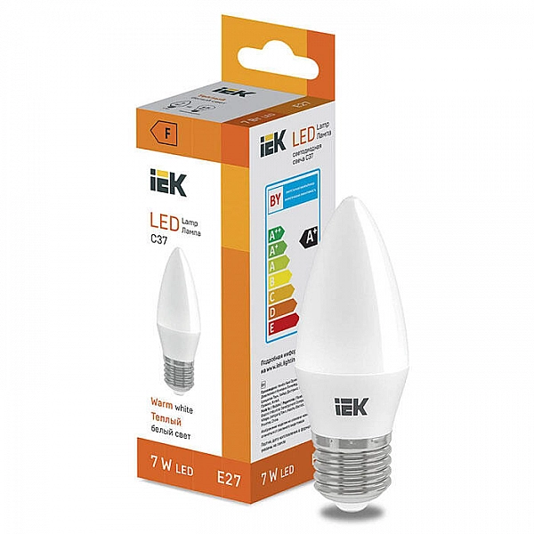Лампа светодиодная IEK LL-I-C37-7-230-30-E27 Свеча-C37 7 Вт 600lm 3000K E27