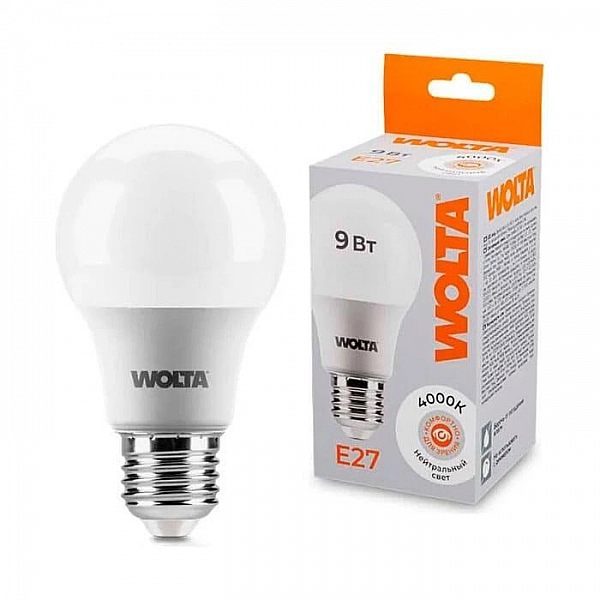 Лампа светодиодная Wolta 25S60BL9E27 9Вт A60 4000К 800лм Е27