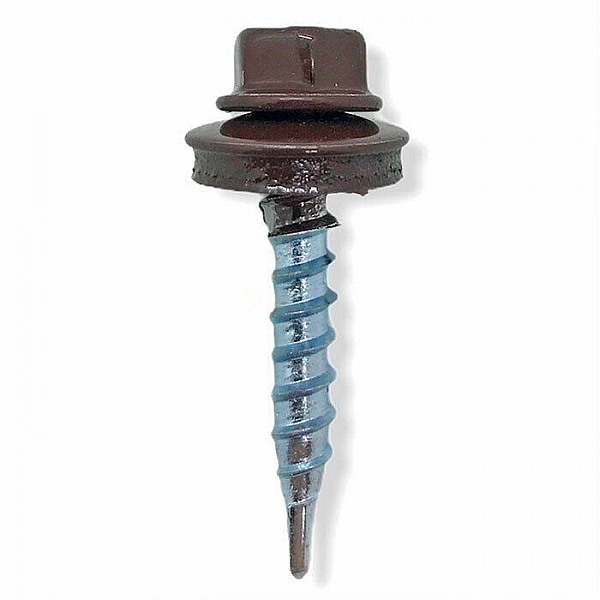 Саморез кровельный 4.8*70 мм Starfix SMP2-84951-30 цинк шайба с прокладкой PT1 RAL 8017 темно-коричневый 30 шт