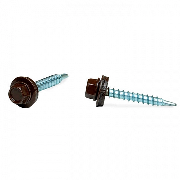 Саморез кровельный 4.8*35 мм ЕКТ SRW-R сверло РТ1 RAL 8017 темно-коричневый 200 шт