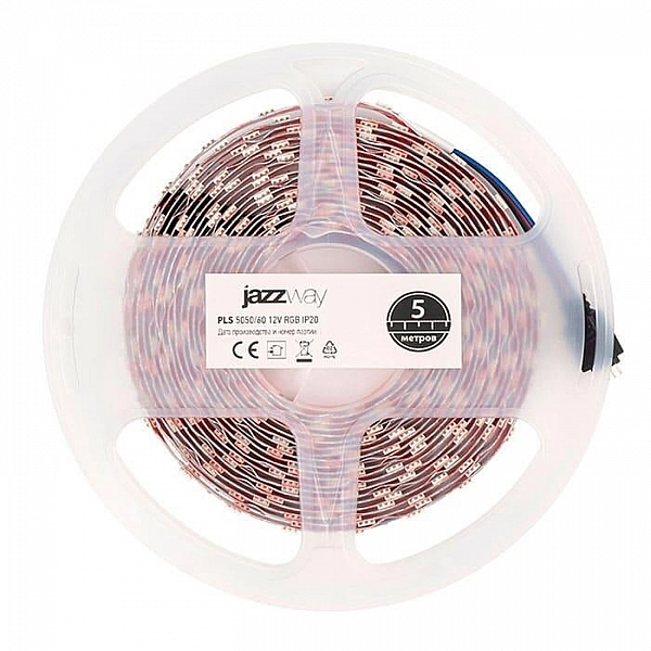 Лента светодиодная JazzWay PLS-5050/60 1001955 14.4 Вт/м 720-900 Лм/м IP20 12В RGB 5 м