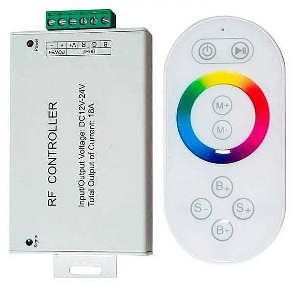 Контроллер Feron LD56-21558 18А 12-24V для светодиодной ленты с ПДУ белый