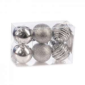 Набор елочных шаров Ausini JQ-5819/SL серебро 5 см 6 шт