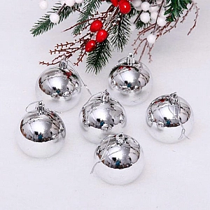 Набор елочных шаров Ausini JQ-2311/SL серебро 4 см 6 шт. Изображение - 1